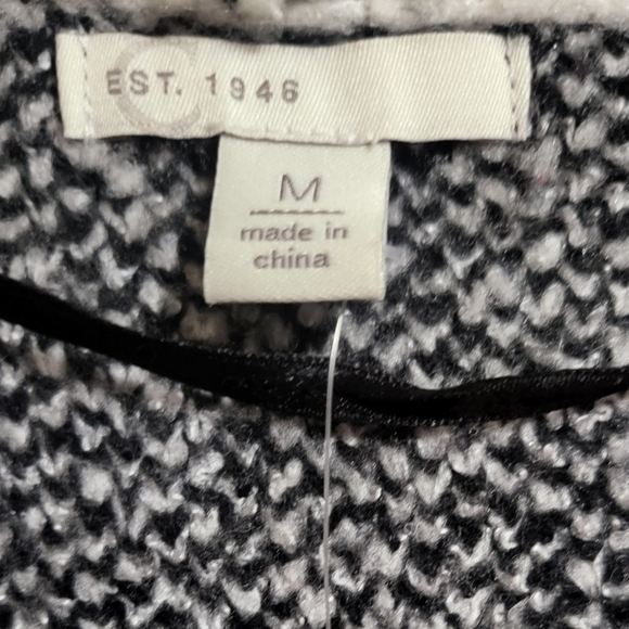 🌿Est 1946 Women's Medium Black White Buffalo Plaid Sleeveless Hooded Cardigan - Picture 5 of 13